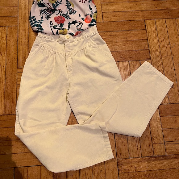 Vintage wrangler sz 8 pale yellow corduroy pleated trousers. - Picture 2 of 9